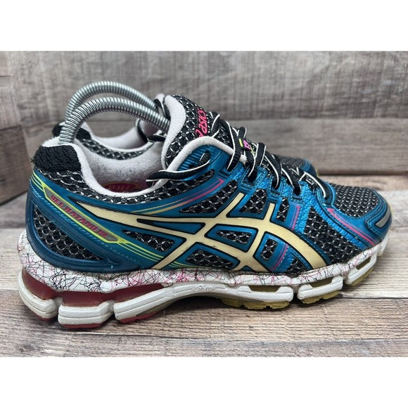 Asics Gel Kayano 19 T392N Blue Athletic Running Training Women Sz 8.5 Preowned - Picture 5 of 11